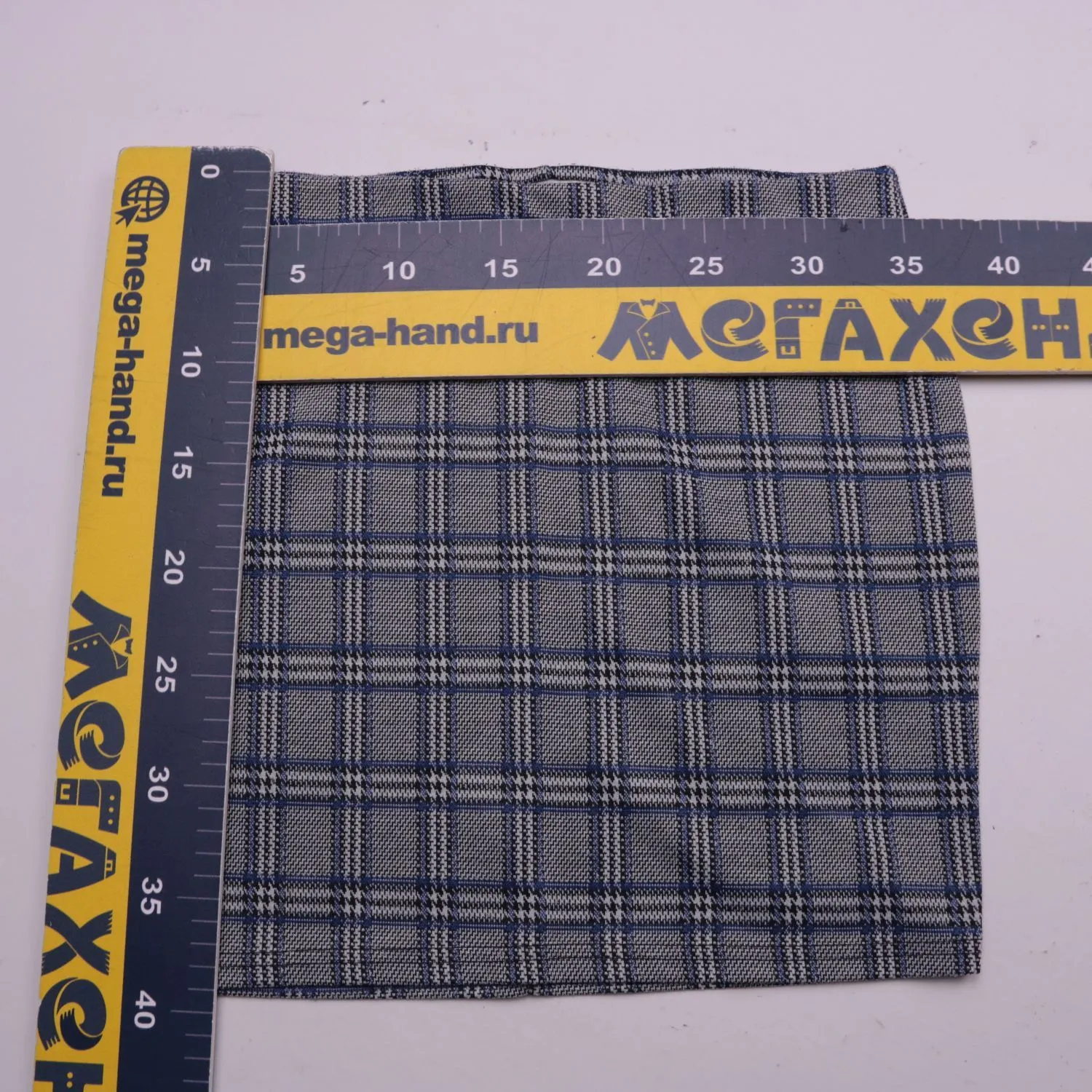 Серая юбка-мини PRIMARK в синюю клетку, размер 42 (S)
