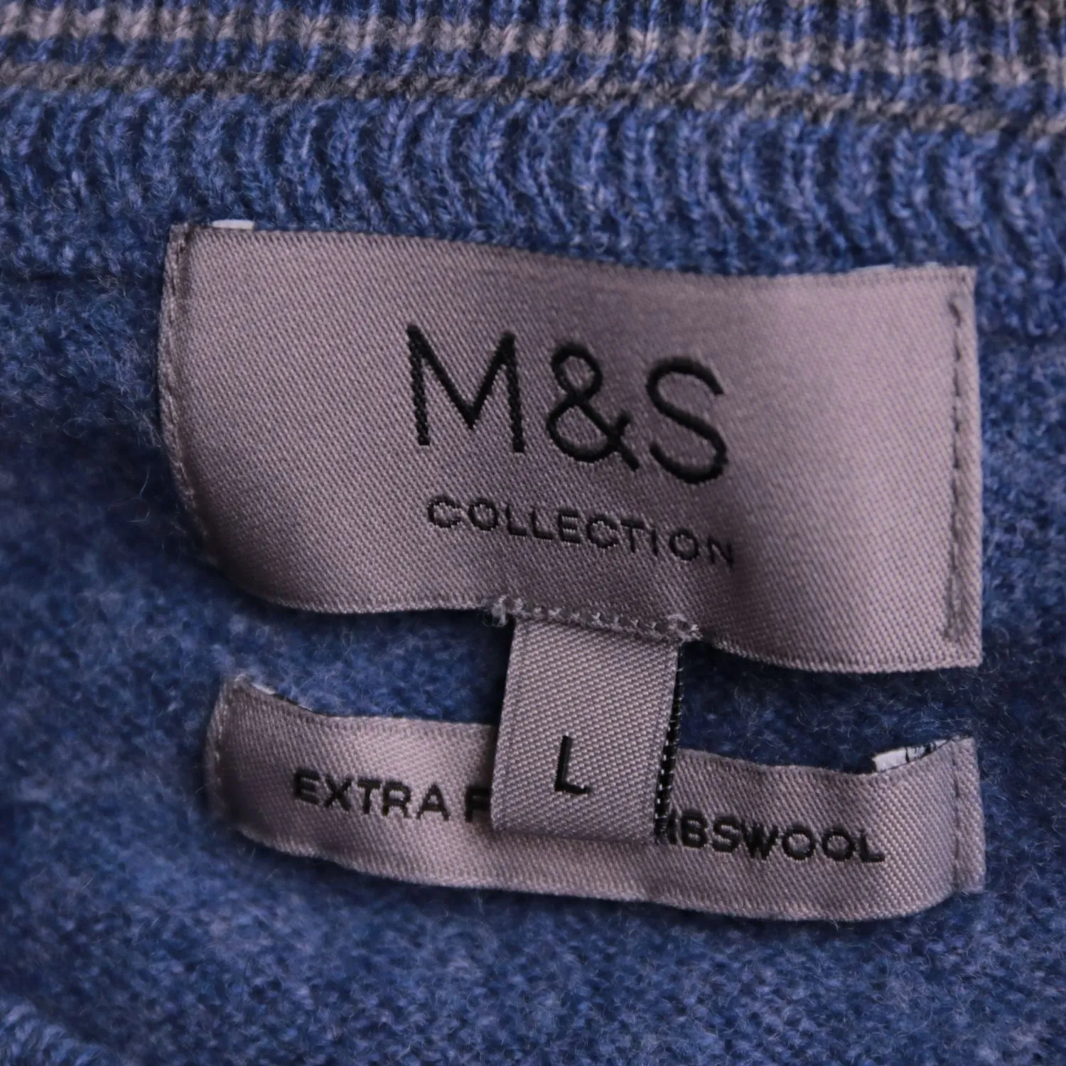 Синий мужской джемпер M&S из натуральной шерсти, размер 50 (L)