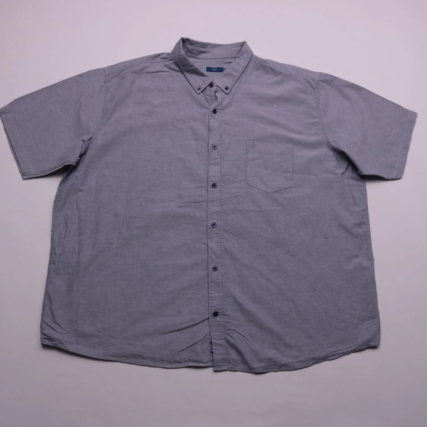 Серо-голубая рубашка Cotton Traders с коротким рукавом, размер 62 (4XL)