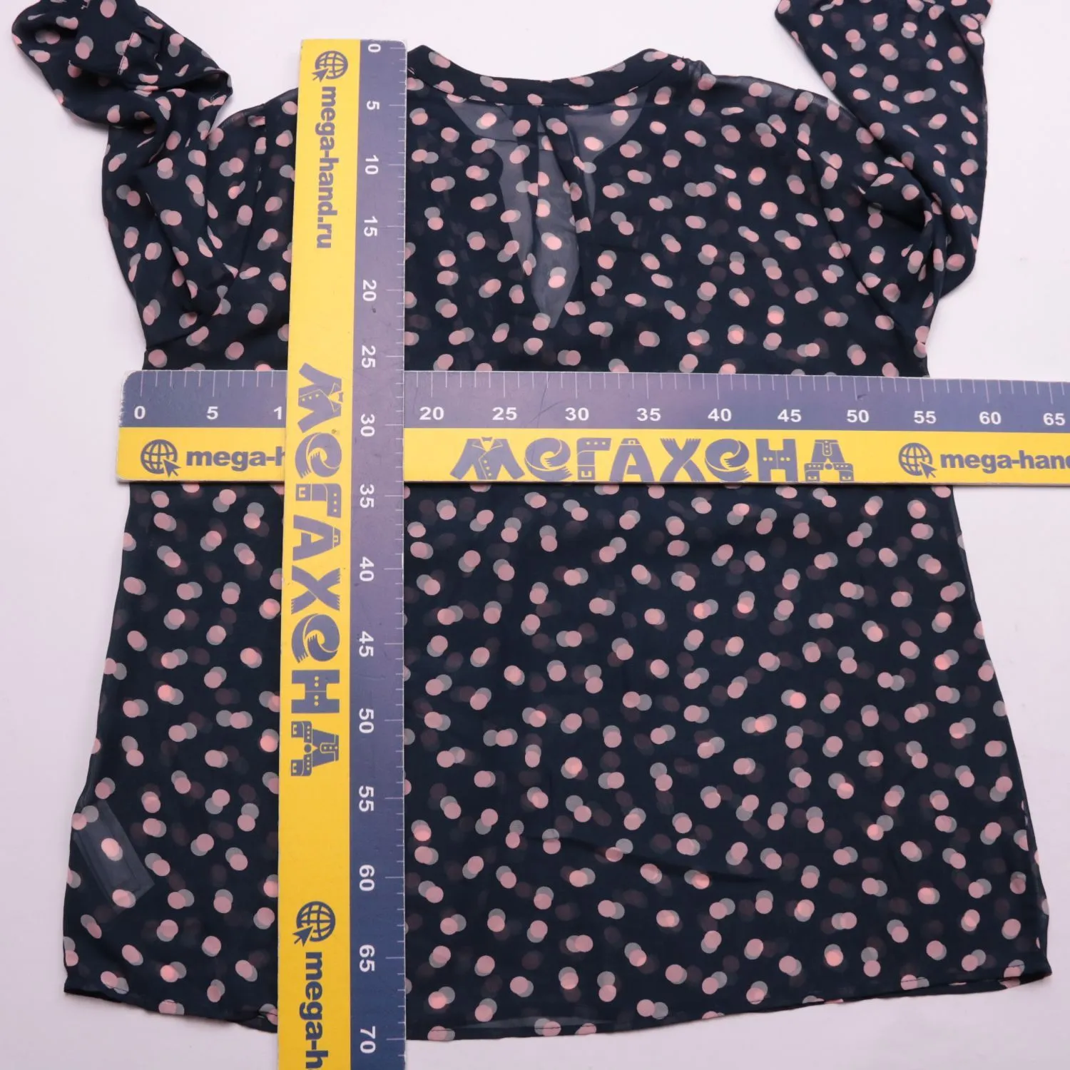 Синяя блузка Savannah с принтом в горошек, размер 50 (L/XL)
