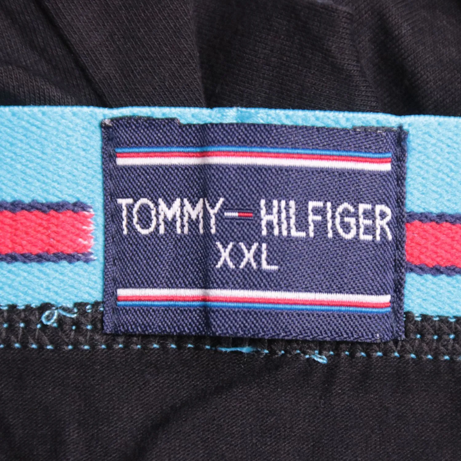 Чёрные трусы Tommy Hilfiger с голубым поясом, размер 56 (XXL)
