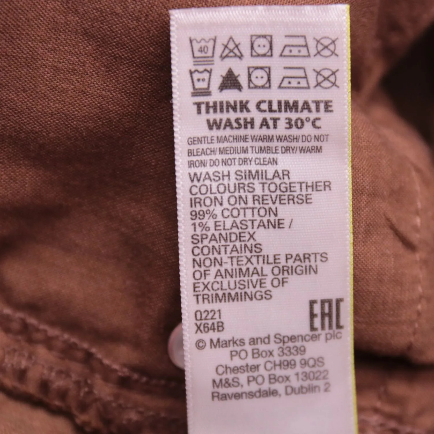 Коричневые брюки M&S из хлопкового вельвета, размер 46 (S)