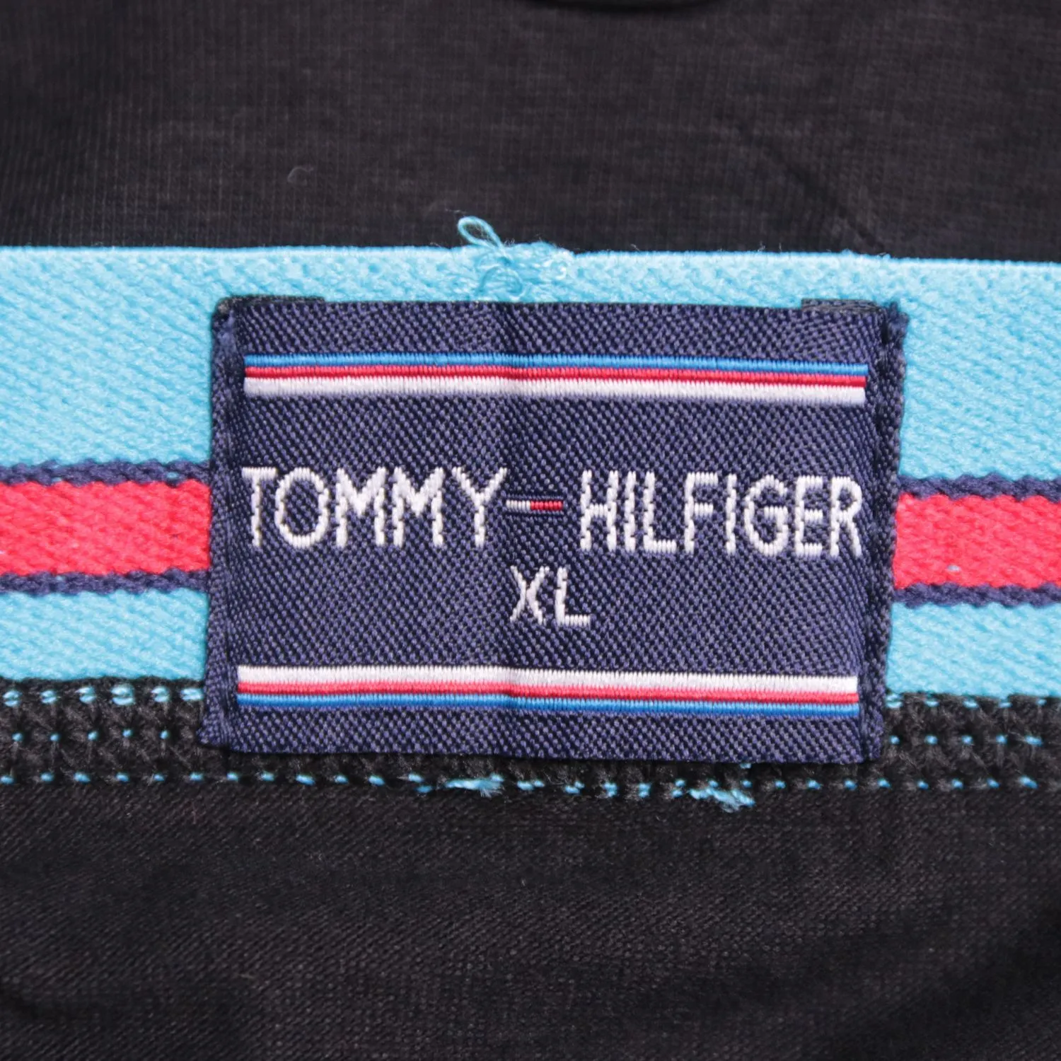 Чёрные трусы-боксеры Tommy Hilfiger с голубым поясом, размер 54 (XL)